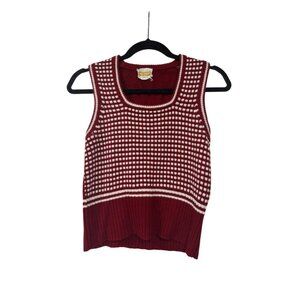 Vintage Red & White Knit Sweater Vest